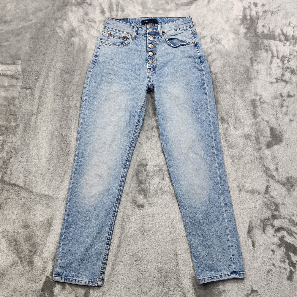 Aéropostale Jeans Womens 4 Blue Light Wash High Rise Mom Jean Button Fly Denim